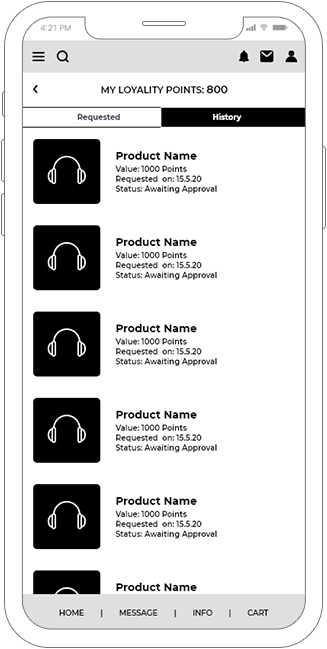 B2B liquor selling platform mobile app wireframe